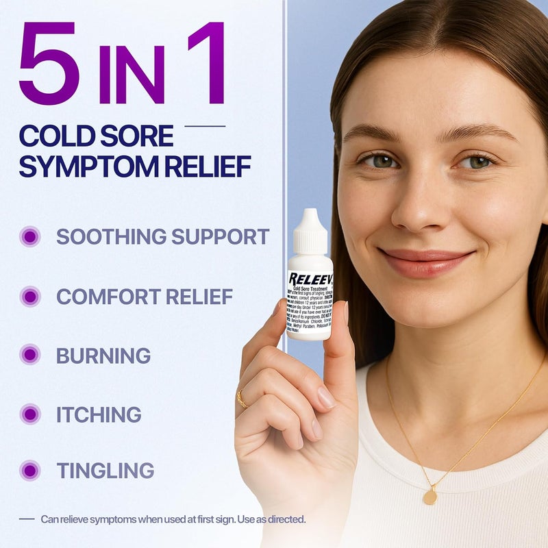 Releev 1-Day Cold Sore Treatment 6 mL – Fast Relief for Fever Blisters, Pain, Tingling & Itching – Soothing Non-Irritating Formula - Image 3