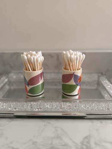 Home Haven Qtip Holder - Retro Leaves Design - Q Tip & Floss Pick Holder for Bathroom Sink Decor - Image 4