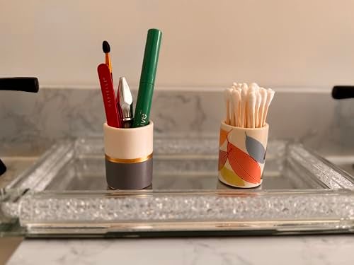 Home Haven Qtip Holder - Retro Leaves Design - Q Tip & Floss Pick Holder for Bathroom Sink Decor - Image 5