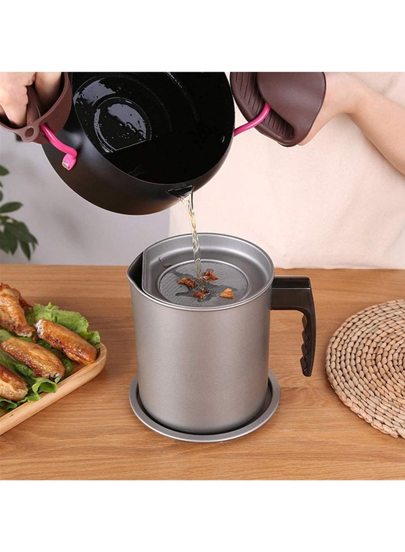 DubaiGallery 1.7L Stainless Steel Oil Strainer Pot Container Jug Storage Can with Filter Cooking Oil Pot for Kitchen Housewares  - Image 3