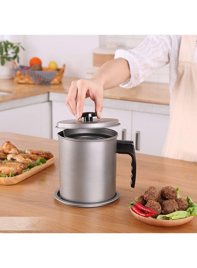DubaiGallery 1.7L Stainless Steel Oil Strainer Pot Container Jug Storage Can with Filter Cooking Oil Pot for Kitchen Housewares  - Image 2