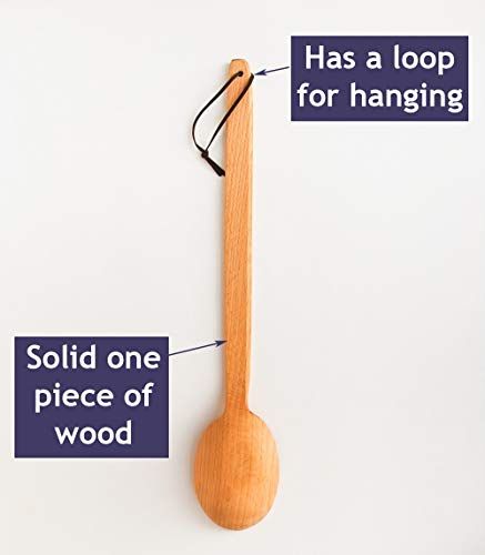 ECOSALL Heavy Duty Large Wooden Spoon 18-inch, Long Handle Cooking Tool With a Scoop. Nonstick Big Spoon for Stirring Mixing Cajun Crawfish Boil Wall Décor. Super Strong Sturdy Giant Hardwood Untesil - Image 4