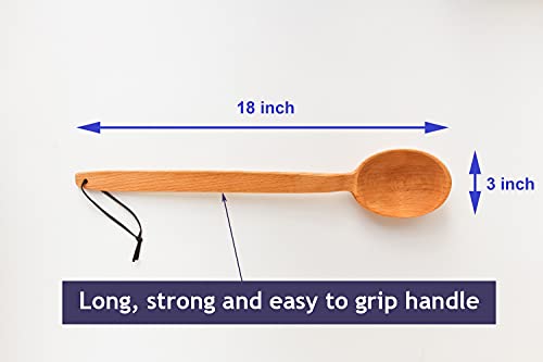 ECOSALL Heavy Duty Large Wooden Spoon 18-inch, Long Handle Cooking Tool With a Scoop. Nonstick Big Spoon for Stirring Mixing Cajun Crawfish Boil Wall Décor. Super Strong Sturdy Giant Hardwood Untesil - Image 2