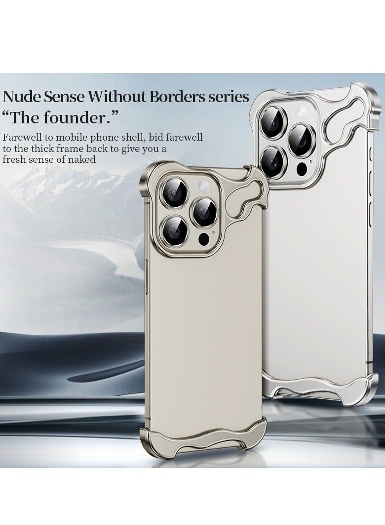 عام حافظة هاتف iPhone 15 Pro Max/15 Pro/15 Plus/15 بإطار معدني حقيقي خالي من الإطار، مع زوايا معدنية، مقاومة للسقوط والصدمات لهواتف 15 Pro Max/15 Pro/15 Plus/15. - Image 2