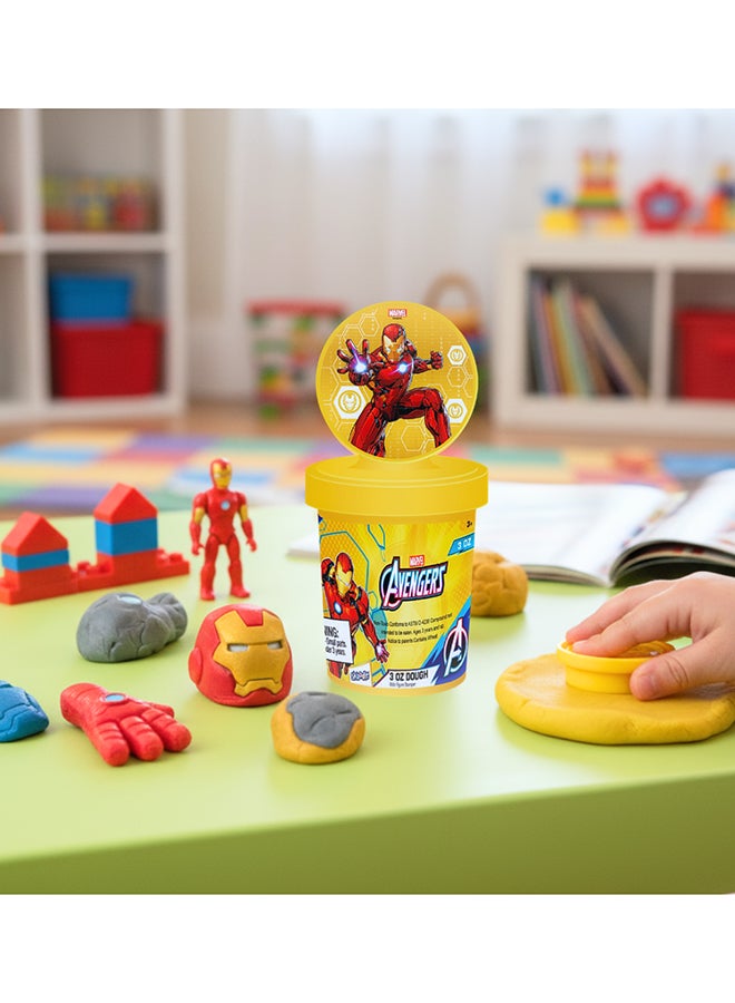 Marvel Iron Man 3OZ Dough with Figure Stamper | Non-Toxic Clay for Kids | Creative Art Toy | Yellow - Image 4