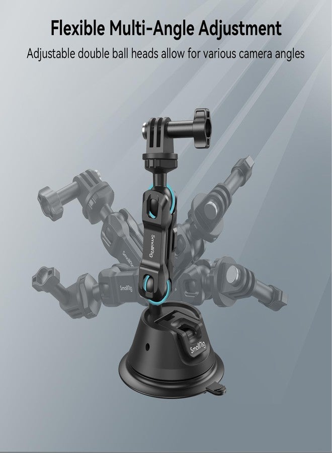 SMALLRIG Double-Layer Suction Cup Mount for GoPro Hero 11/10 / 9, for DJI Osmo Action/Procket, for Insta360 X3, Double Ball Head Support 360° Rotation, Mount on Car Windshield or Window SC-1K - 4193 - Image 5