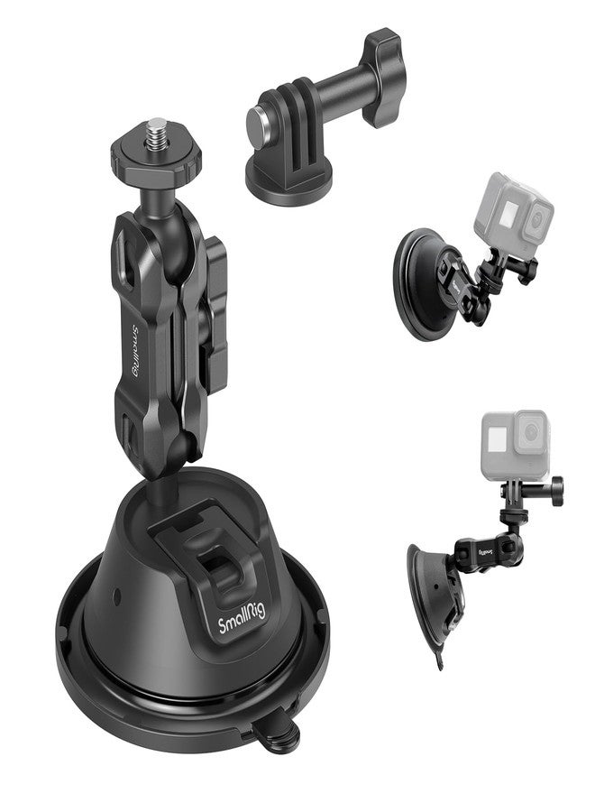 SMALLRIG Double-Layer Suction Cup Mount for GoPro Hero 11/10 / 9, for DJI Osmo Action/Procket, for Insta360 X3, Double Ball Head Support 360° Rotation, Mount on Car Windshield or Window SC-1K - 4193 - Image 1