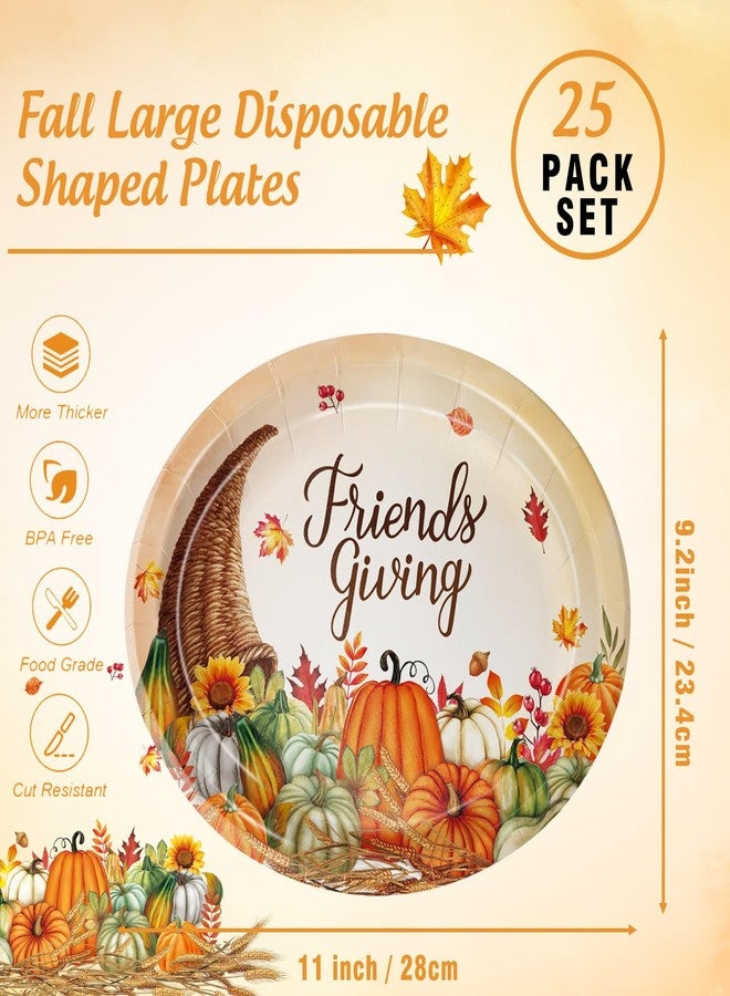 Oigco Friendsgiving Oval Paper Plates 25 Pcs 9" x 11" Large Thanksgiving Disposable Dinner Platters, Autumn Fall Harvest Party Supply Thanksgiving Decor - Image 2