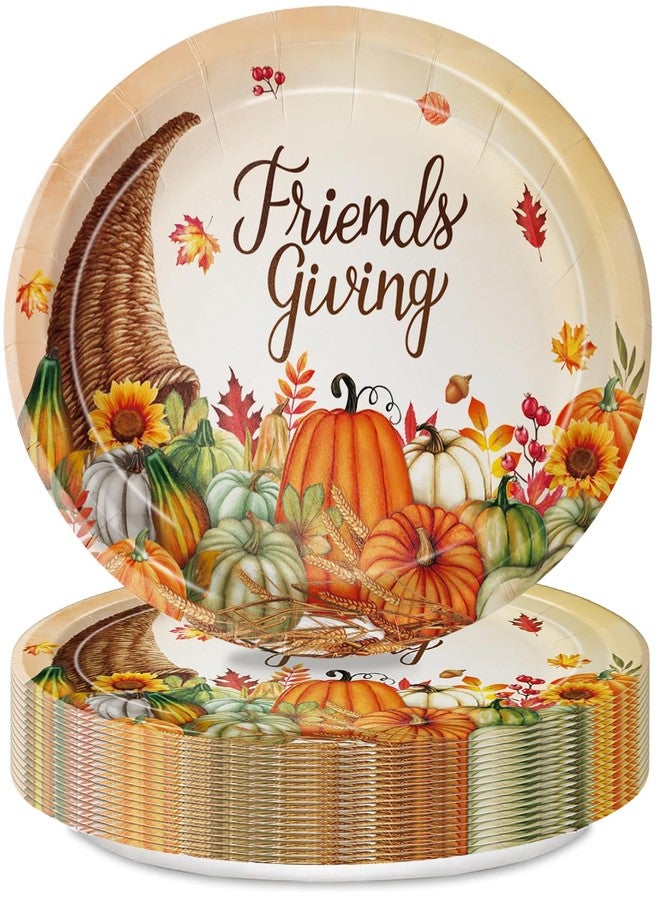 Oigco Friendsgiving Oval Paper Plates 25 Pcs 9" x 11" Large Thanksgiving Disposable Dinner Platters, Autumn Fall Harvest Party Supply Thanksgiving Decor - Image 1
