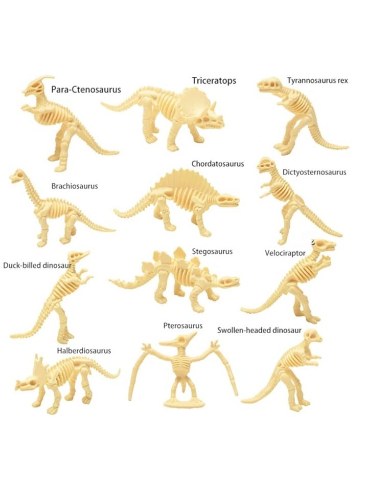 RATSAW 12Pcs Dinosaur Fossil Skeleton Assorted Dino Bones for Science Play Dino Sand Dig Party Favor Decorations and Stocking Stuffer  - Image 2