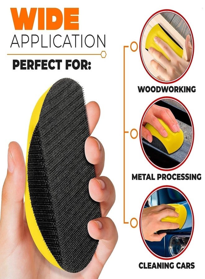 VELTRIX 6 Inch Mouse Shape Hand Sanding Pad | Hook and Loop Nylon Foam Sand Block for Wood, Furniture Restoration, Car Body Work | 150mm Round Disc Holder - Sandpaper Polishing Grinding - Image 4