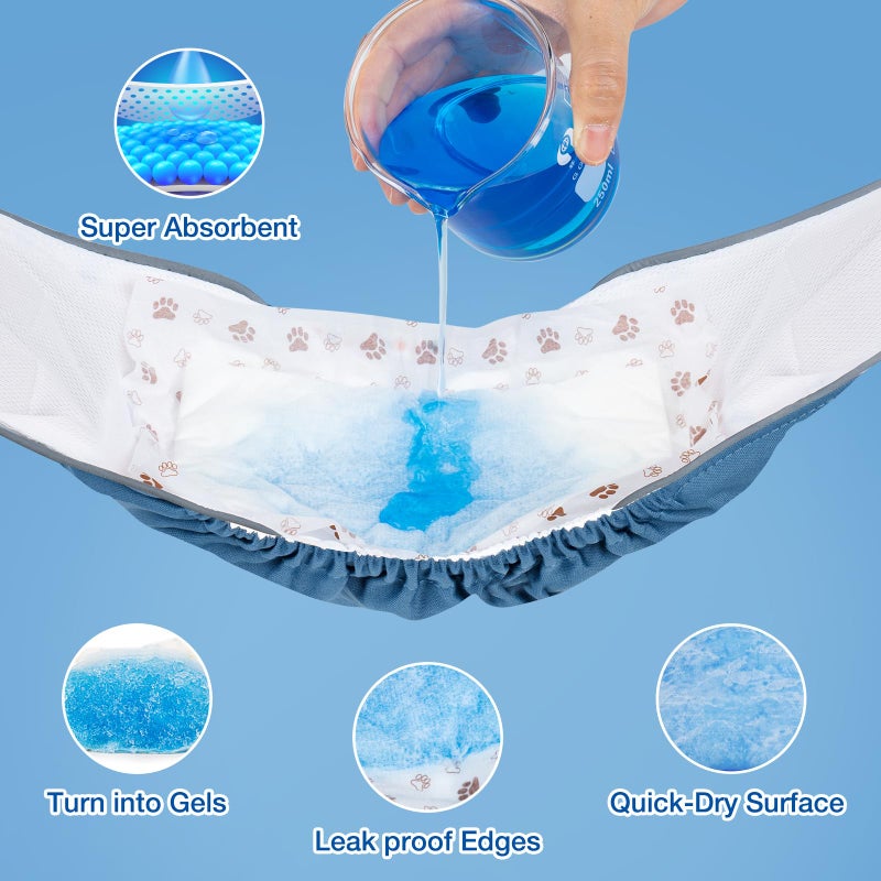MICOOYO Dog Diaper Liners, Dog Diaper Pads, Disposable Dogs Booster Pads for Puppy, Belly Band Dogs Diapers Liners Male Doggie Diapers Inserts (Paws, XL, 25Count) - Image 3