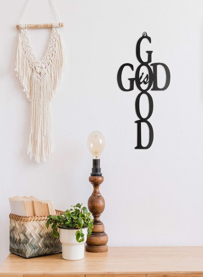 Hotop God is Good Black Cross Metal Wall Art Hanging Sign Nice Religious Decor Present for Home Wall Decoration in Family Office (Metal, 8.67 x 13.77 Inch) - Image 4