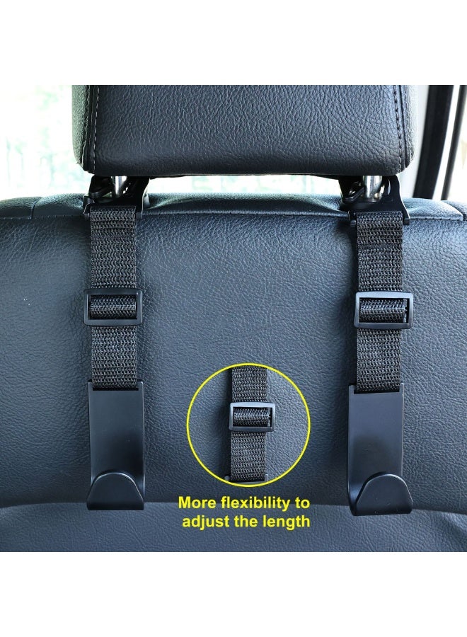 خطاف حزام مسند الرأس لمقعد السيارة، خطاف متعدد الوظائف قابل للتمدد والتعديل، مجموعة خطافات متينة لتنظيم سيارتك (4 قطع). - Image 2