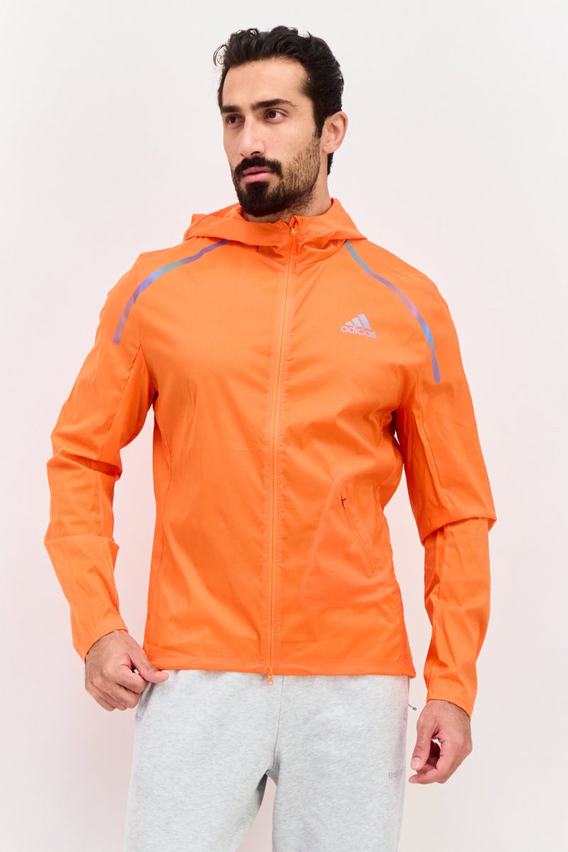 Adidas Men Sportswear Fit Long Sleeves Outdoor Short Jacket, Orange - Image 1