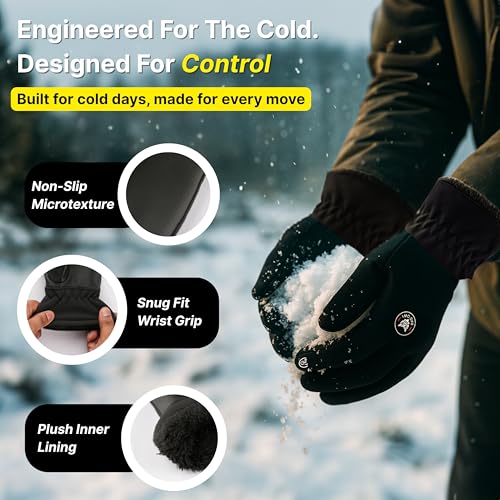 BADOWL Heat Hold Winter Gloves for Men & Women | Waterproof | Wind Resistant | Thermal Insulated | Anti-Slip Palm | Breathable | Ergonomic Fit | Quick Dry | Outdoor Gloves (Grey) - Image 2