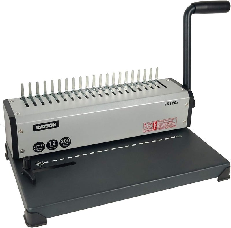 RAYSON SD1202 Comb Binding Machine, 19 Holes, Max Punching Letter Size, with Comb Set Binder for Daily Binding - Image 1