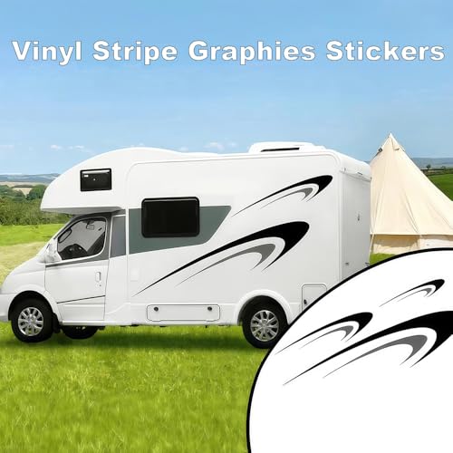 TOTMOX Large Vinyl Decals,Car Body Stickers,Vinyl Stripe Graphics Decals Stickers for Camper,RV,Trailer,Motorhome,Black+Gray,(DB04850ANPCS) - Image 2