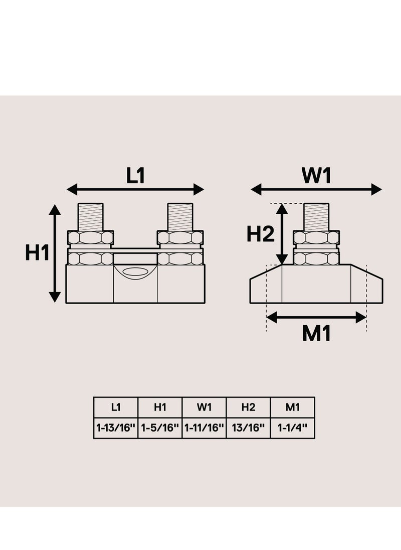 Power Distribution Terminal Block Connect Bus Bar 4Pcs M8 Dual Studs w or Bus Bar Max 48V DC 80A Positive and Negative Ground Insulated Junction Post for Auto Marine Car Trailer RV Boat Truck Black