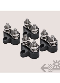 SYOSI Power Distribution Terminal Block Connect Bus Bar 4Pcs M8 Dual Studs w or Bus Bar Max 48V DC 80A Positive and Negative Ground Insulated Junction Post for Auto Marine Car Trailer RV Boat Truck Black  - Image 2