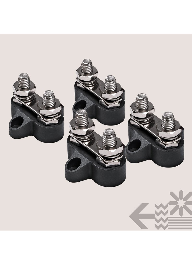 SYOSI Power Distribution Terminal Block Connect Bus Bar 4Pcs M8 Dual Studs w or Bus Bar Max 48V DC 80A Positive and Negative Ground Insulated Junction Post for Auto Marine Car Trailer RV Boat Truck Black  - Image 2