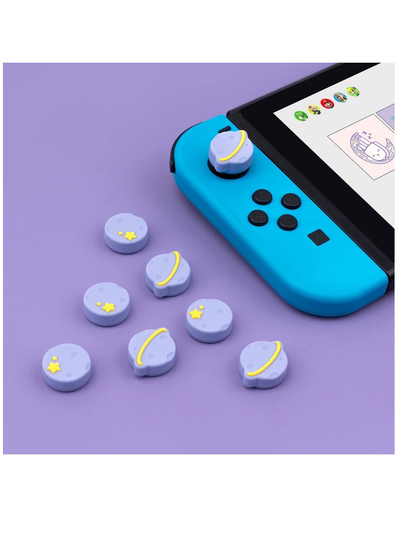 KASTWAVE Thumb Grip Caps Compatible with Nintendo Switch / OLED / Switch Lite ,Soft Silicone Joystick Rocker Cover,4PCS (Purple Happy Planet Pattern) - Image 1