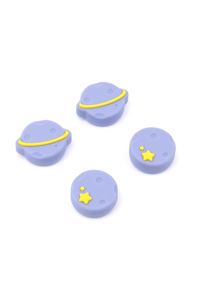 KASTWAVE Thumb Grip Caps Compatible with Nintendo Switch / OLED / Switch Lite ,Soft Silicone Joystick Rocker Cover,4PCS (Purple Happy Planet Pattern) - Image 2