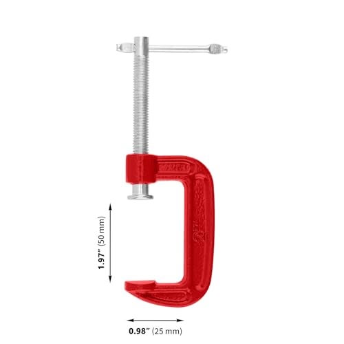GINLANK 15 Pack 2 Inch Red C Clamps Set Malleable Iron G Clamp with Sliding T Handle Small C Clamps for Woodworking Welding Building DIY - Image 3