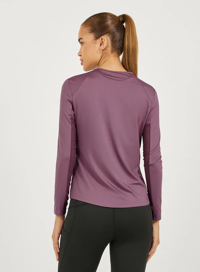 Styli Styli Neck and Inner Arm Mesh Detail Long Sleeves Top