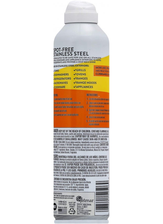 CLR CLR Spot Free Stainless Steel Cleaner - Removes Water Marks, Fingerprints and Residue from Refrigerators, Dishwashers, Ovens and More, Streak Free Shine - 12 Ounce Spray Can (12 oz Spray (Pack of 1))  - Image 5