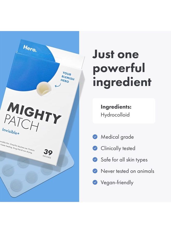 Mighty Patch Invisible+ from Hero Cosmetics - Daytime Hydrocolloid Acne Pimple Patches for Covering Zits and Blemishes, Ultra Thin Spot Stickers for Face and Skin, Vegan-friendly and Not Tested on Ani - Image 5