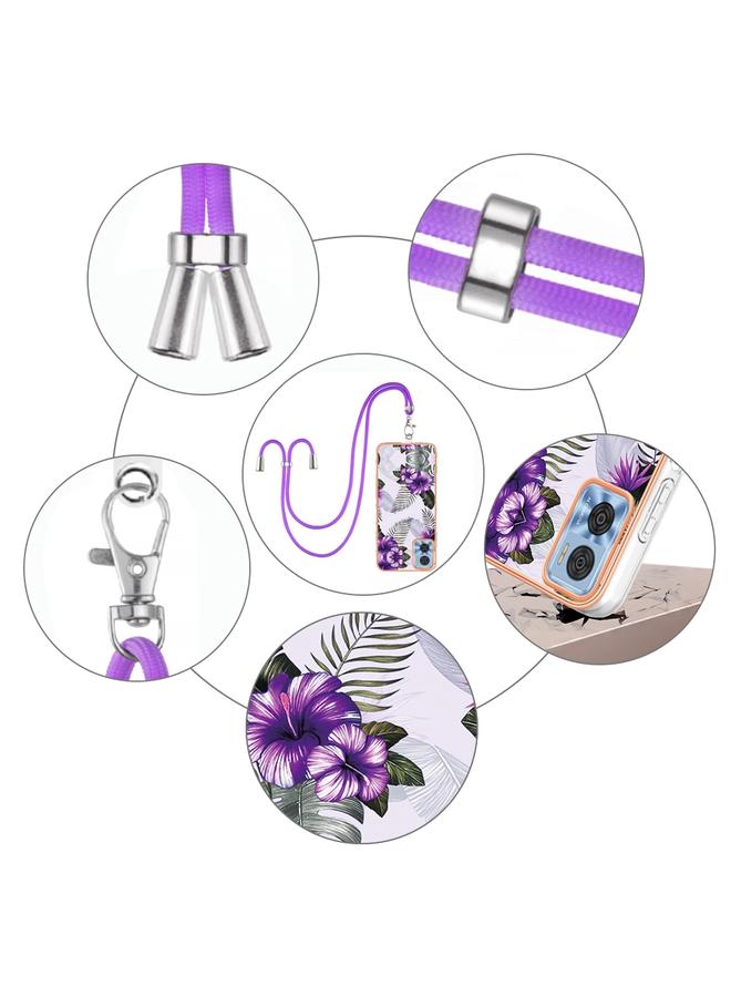 اس-توب جراب لهاتف Motorola Moto E22/E22i مصنوع من مادة TPU مطلية بالكهرباء مع حبل تعليق - Image 4