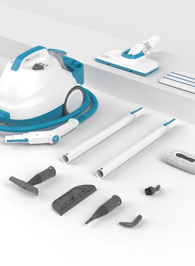 BLACK+DECKER Pressurized Steam Cleaner, 4 Bar Pressure, 1.2L Tank, 180° Pivoting Head, Kills 99.9% of Germs, 8 Accessories, for All Sealed Floors, ECO Friendly, 2000 W BHSMP2008-GB White/Blue - Image 4