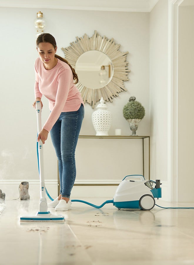 BLACK+DECKER Pressurized Steam Cleaner, 4 Bar Pressure, 1.2L Tank, 180° Pivoting Head, Kills 99.9% of Germs, 8 Accessories, for All Sealed Floors, ECO Friendly, 2000 W BHSMP2008-GB White/Blue - Image 5