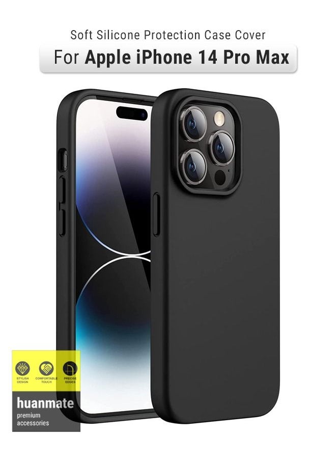 huanmate Stylish Silicone Case Cover For Apple iPhone 14 Pro Max Black  - Image 1