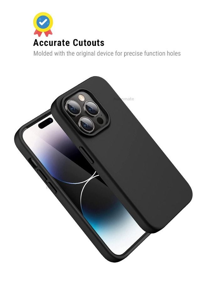 huanmate Stylish Silicone Case Cover For Apple iPhone 14 Pro Max Black  - Image 5