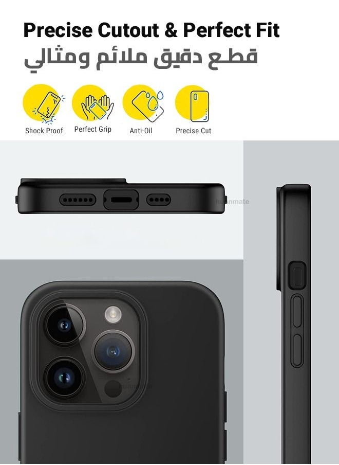 huanmate Stylish Silicone Case Cover For Apple iPhone 14 Pro Max Black  - Image 2