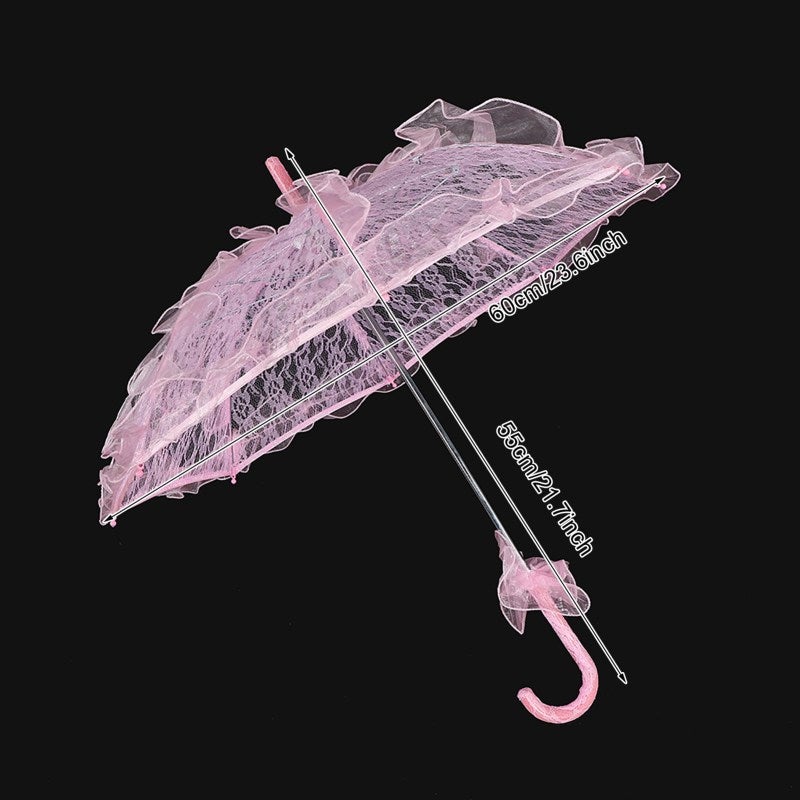White Lace Wedding Umbrella Cotton Canopy Elegant Bridal Parasol - Exquisite Craftsmanship for Photography Prop and Celebration Decoration - Image 5