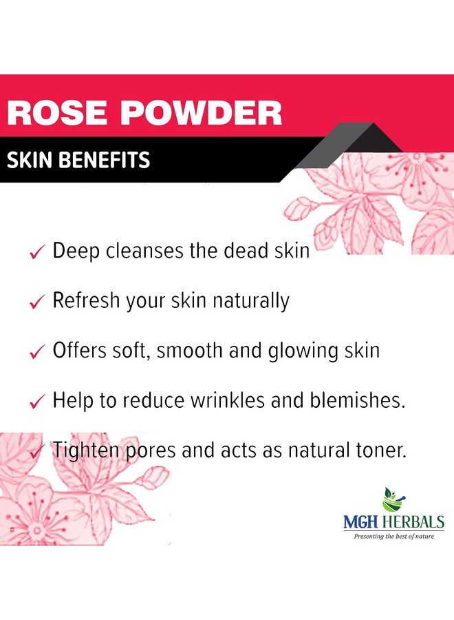 MGH Herbals Organic Rose Petal Powder - 100G | Rosa Indica For Facial & Skin Care| 100% Pure & Natural Rose Powder For Tanning & Glowing Skin  - Image 4
