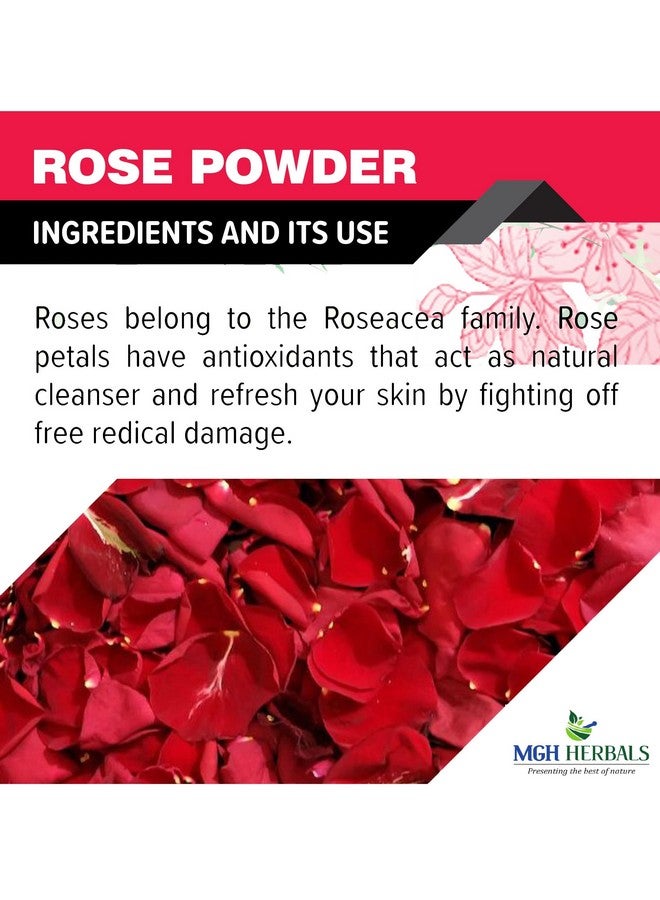 MGH Herbals Organic Rose Petal Powder - 100G | Rosa Indica For Facial & Skin Care| 100% Pure & Natural Rose Powder For Tanning & Glowing Skin  - Image 3