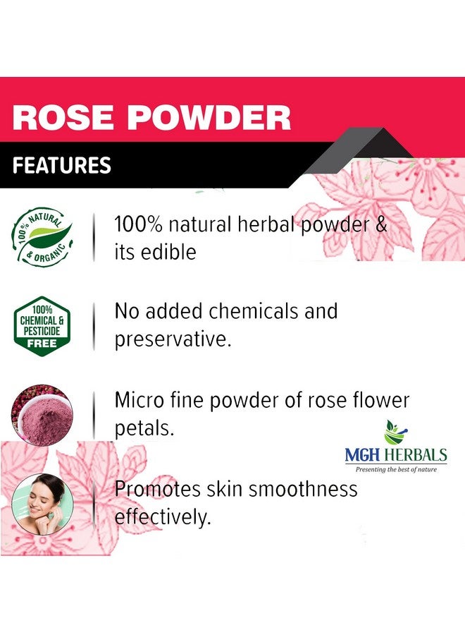 MGH Herbals Organic Rose Petal Powder - 100G | Rosa Indica For Facial & Skin Care| 100% Pure & Natural Rose Powder For Tanning & Glowing Skin  - Image 2