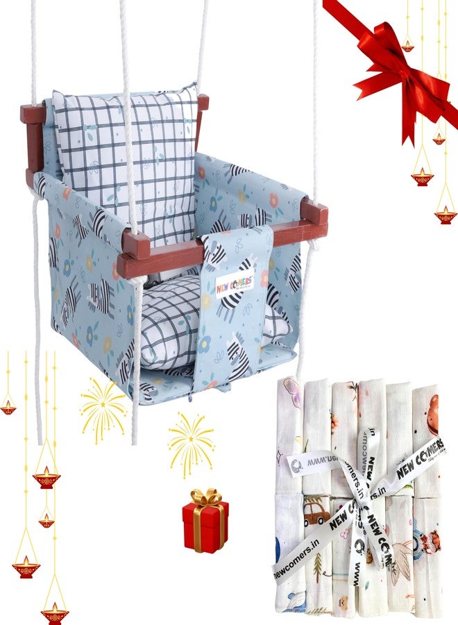 NEW COMERS® Diwali Gifts for Kids Hamper | Baby Swing Jhula and Washcloth Set | Designer for Kids - Image 1