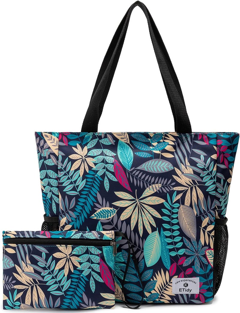 ETidy Large Capacity Foldable Tote Bag With Zipper Water-resistant SandproofWomen Beach Bag Handbag GymBag Travel ShoppingBag - Image 1