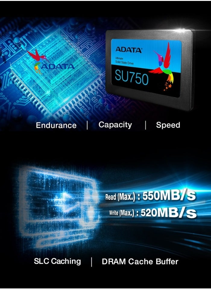 ADATA - SU750 256GB SSD Internal Solid State Drive for Laptop and Desktop PC PS5 XBOX 2.5'' - Image 1