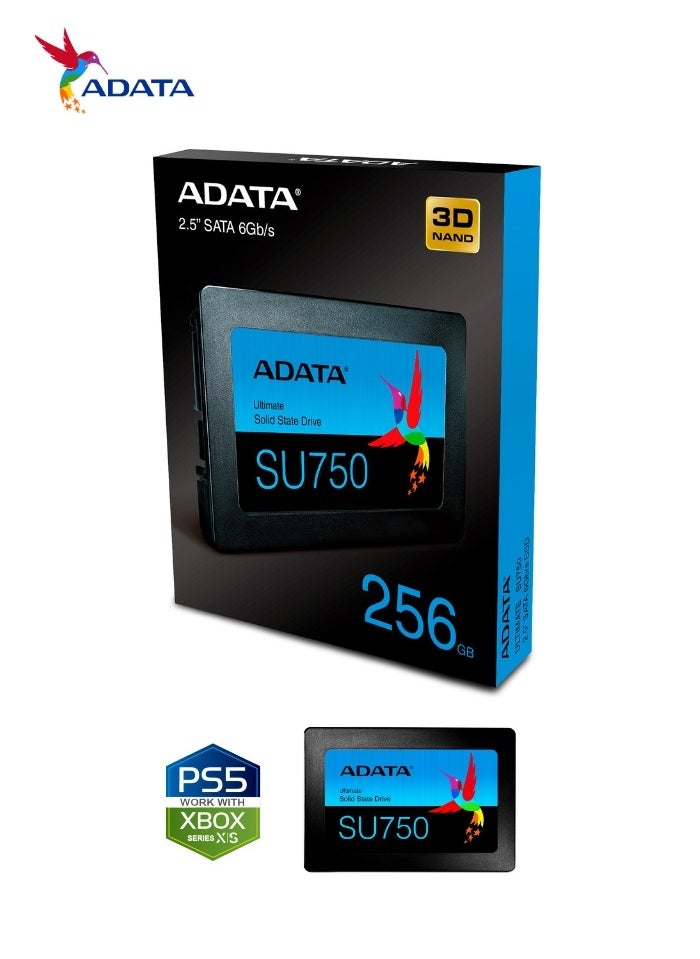 ADATA - SU750 256GB SSD Internal Solid State Drive for Laptop and Desktop PC PS5 XBOX 2.5'' - Image 1