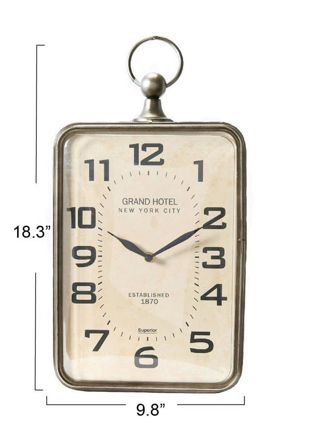 Creative Co-op Metal Rectangle Hanging Clock with Handle Decoration on Top - Image 2