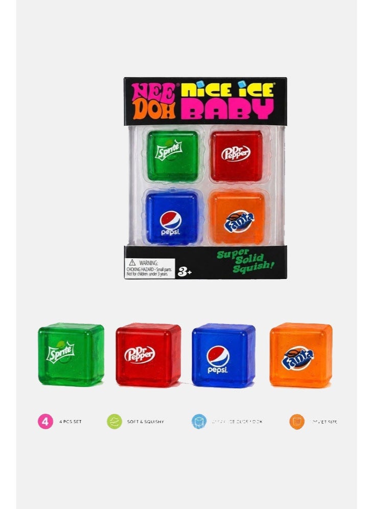NEE DOH Nice Ice Baby Squishy Cubes, 4-Pack Stress Relief Ice Cube Fidget Toys, Super Solid Squeeze Toys for Kids & Adults - Image 1