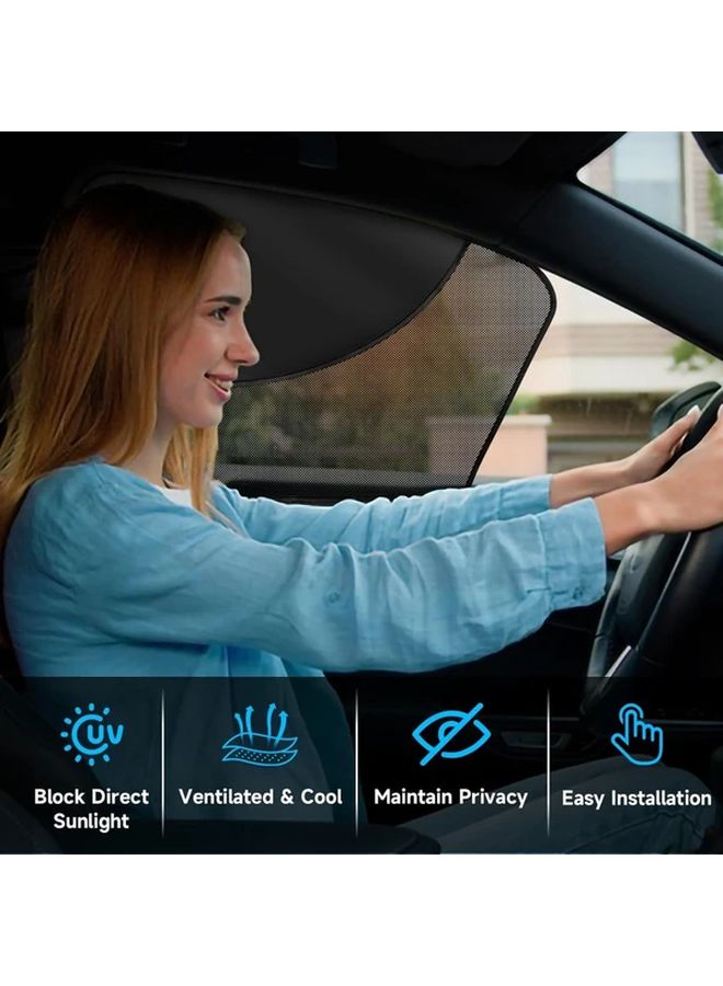 2pcs Magnetic Double Layer Car Sun Shades 24x19.29 Inches Semi Black Polyester Side Window Sun Visor For Driver Comfort Blocks Heat And Glare Fit Sleek Design For Front Window - Image 4