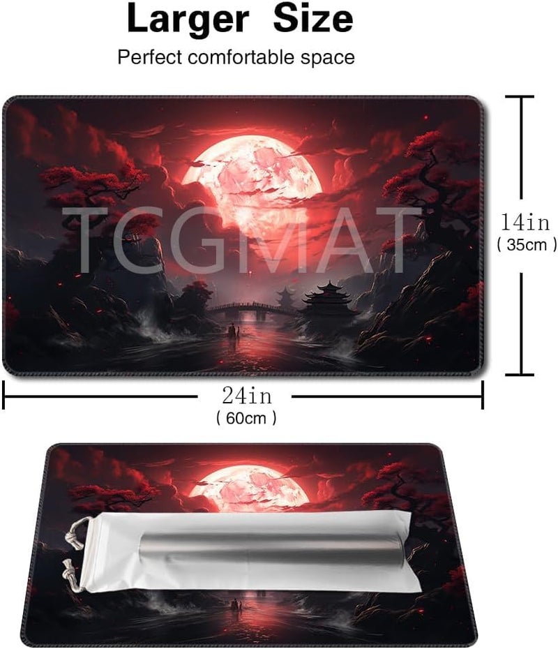 TCGMAT MTG Playmat Size 24x14in Free Storage Bags NonSlip Backing Printing Ideal for Card Game Enthusiasts TCG Playmat No with ZoneBlood Moon Secrets - Image 5
