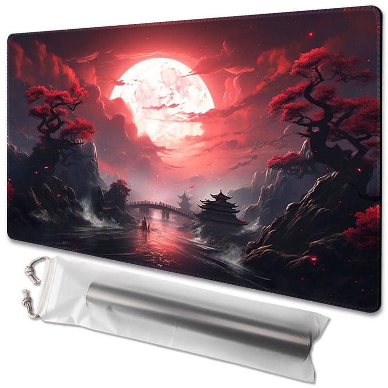 TCGMAT MTG Playmat Size 24x14in Free Storage Bags NonSlip Backing Printing Ideal for Card Game Enthusiasts TCG Playmat No with ZoneBlood Moon Secrets - Image 3